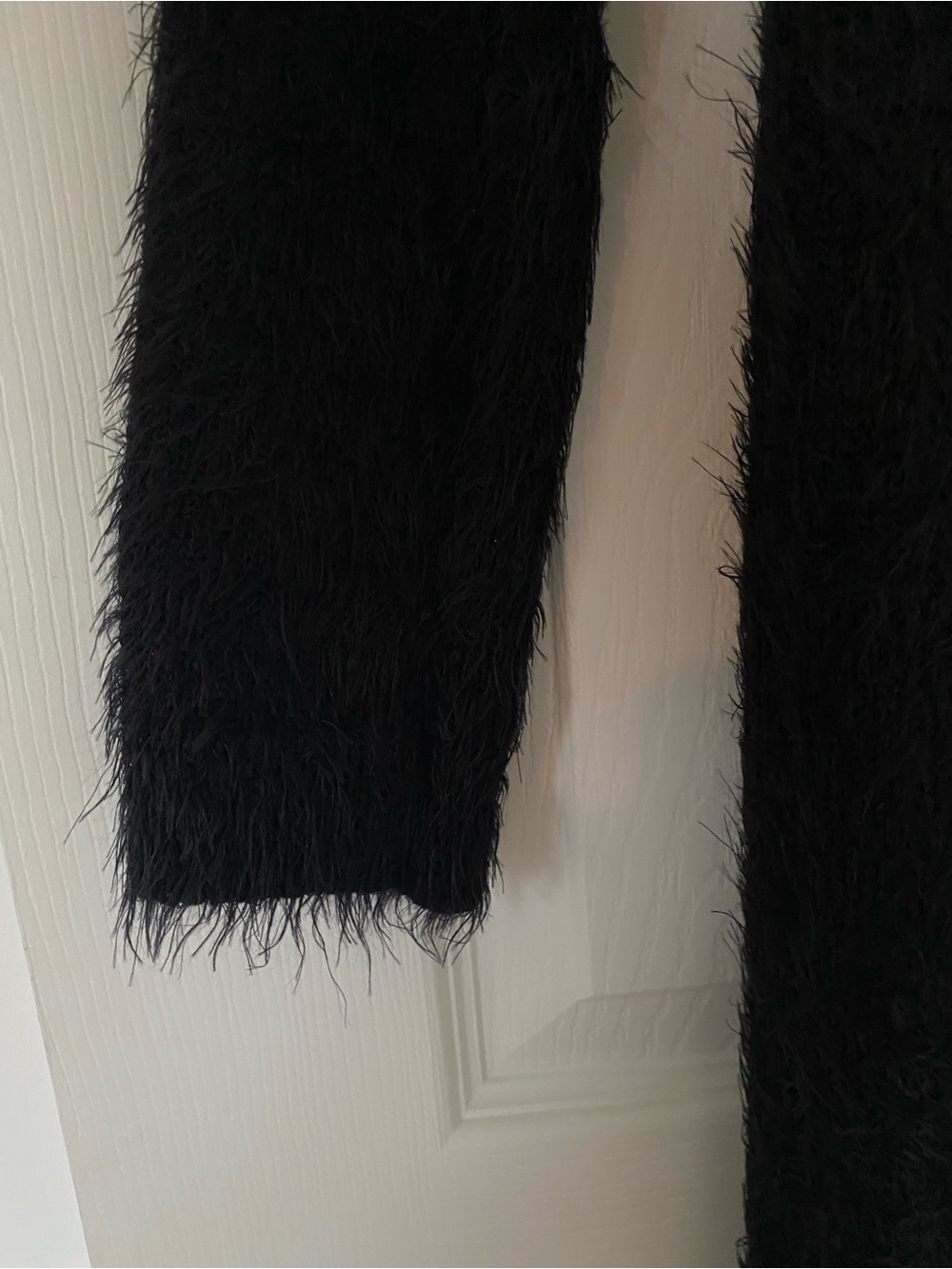 Black Fuzzy Long-Sleeve Women's Dress - Picture 4 of 12